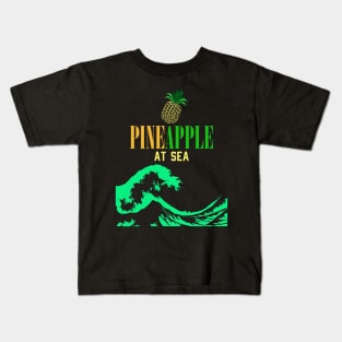 pineapple at sea full great wave surf tshirt Kids T-Shirt